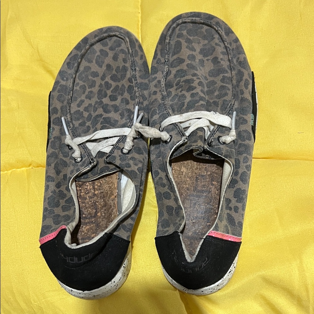 Hey Dude Black and Cream Speckled Shoes
